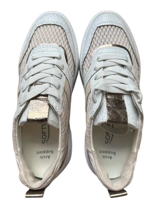 Softwaves Shoe Size 38 White & Rose Gold Mesh Cracked / Distressed Sneakers White & Rose Gold / 38