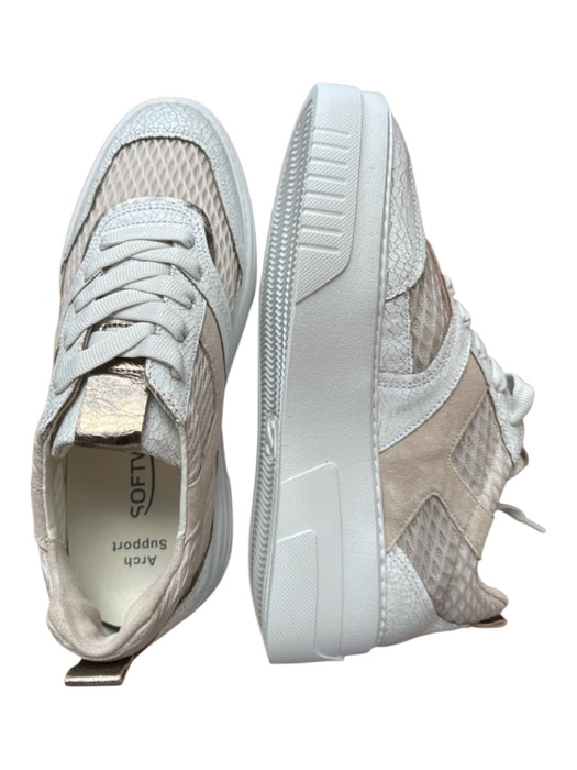 Softwaves Shoe Size 38 White & Rose Gold Mesh Cracked / Distressed Sneakers White & Rose Gold / 38