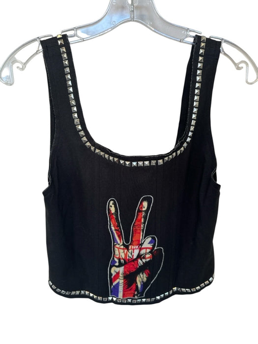 Alice & Olivia jeans Size 8 Black & Red Cotton Corset Studded Sleeveless Top Black & Red / 8