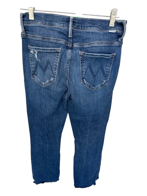 Mother Size 28 Dark Wash Cotton Blend High Waist Distressed Bootcut Jeans Dark Wash / 28