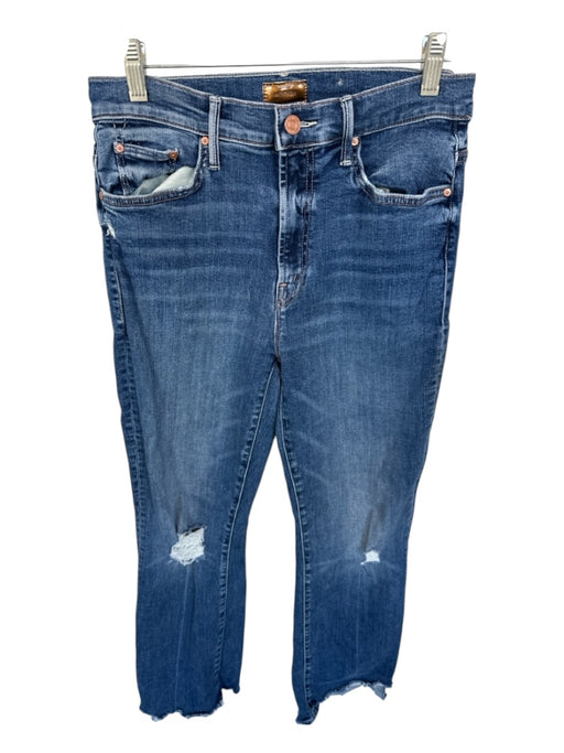 Mother Size 28 Dark Wash Cotton Blend High Waist Distressed Bootcut Jeans Dark Wash / 28