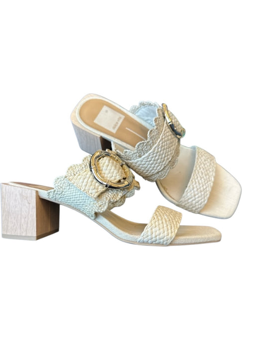 Dolce Vita Shoe Size 6M Cream & Tan Canvas Braided Block Heel Sandals Cream & Tan / 6M