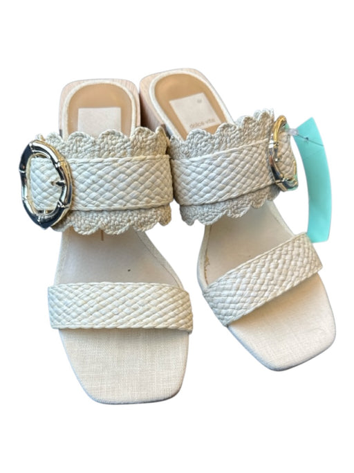 Dolce Vita Shoe Size 6M Cream & Tan Canvas Braided Block Heel Sandals Cream & Tan / 6M