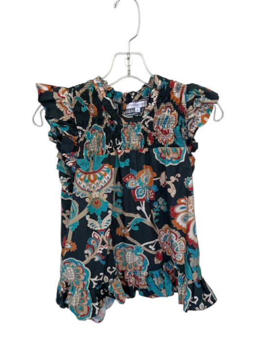 Love The Label Size S Teal & Orange Cotton Flutter Sleeves Botanical Top Teal & Orange / S