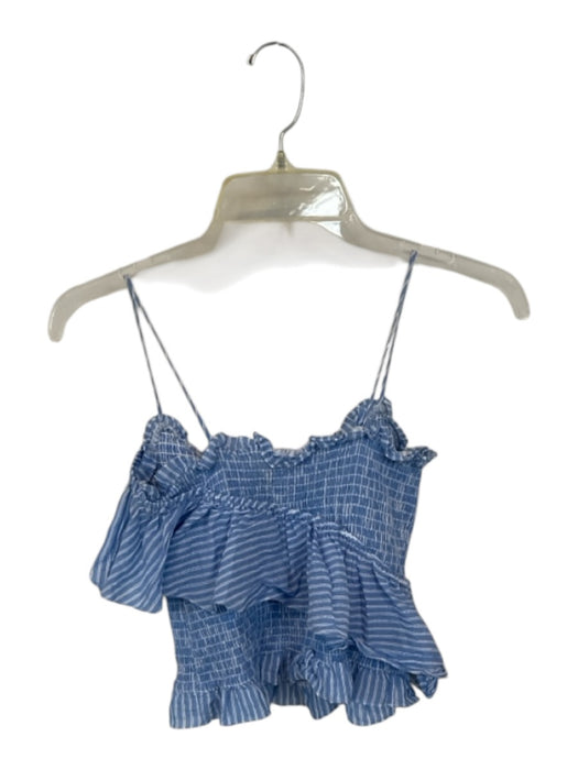 Cinq a Sept Size XS Blue & White Cotton Spaghetti Strap Striped Smocked Top Blue & White / XS