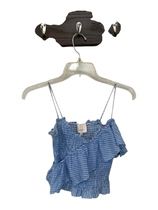 Cinq a Sept Size XS Blue & White Cotton Spaghetti Strap Striped Smocked Top Blue & White / XS