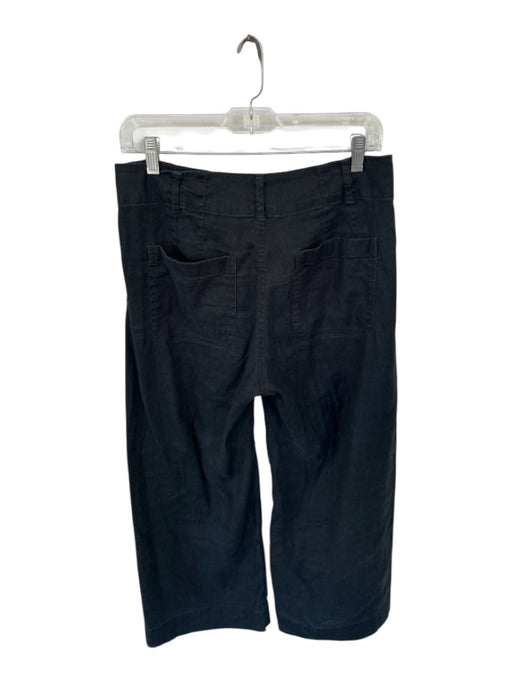Maeve Size 28P Black Linen Blend High Waist Wide Leg Pants Black / 28P