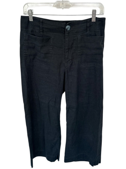 Maeve Size 28P Black Linen Blend High Waist Wide Leg Pants Black / 28P