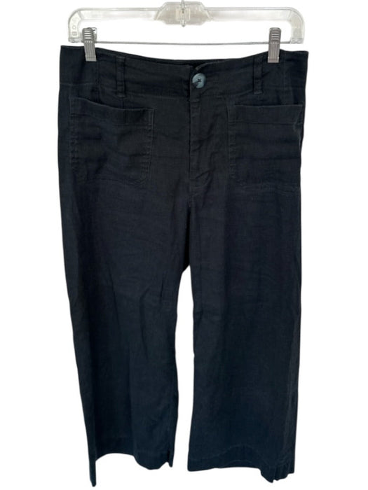 Maeve Size 28P Black Linen Blend High Waist Wide Leg Pants Black / 28P