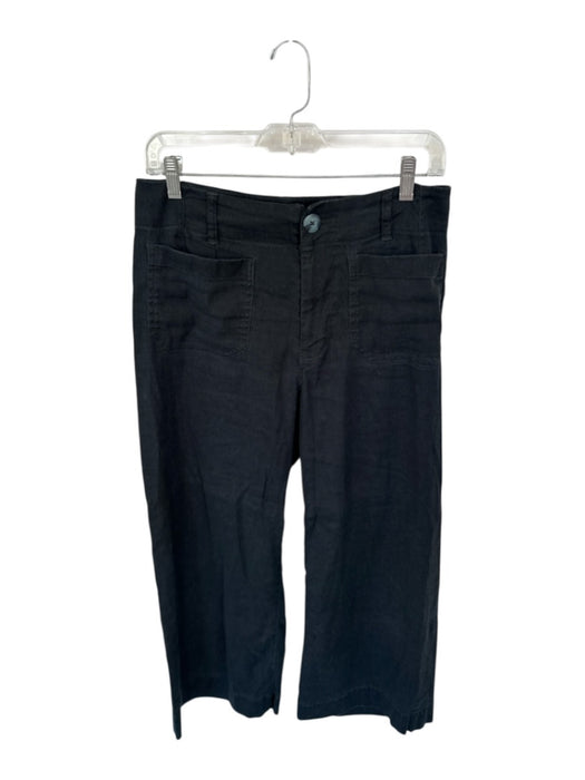 Maeve Size 28P Black Linen Blend High Waist Wide Leg Pants Black / 28P