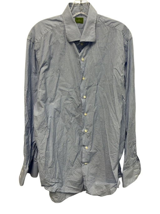 Sid Mashburn Size Est L Light Blue & White Cotton Gingham Long Sleeve Shirt Light Blue & White / Est L
