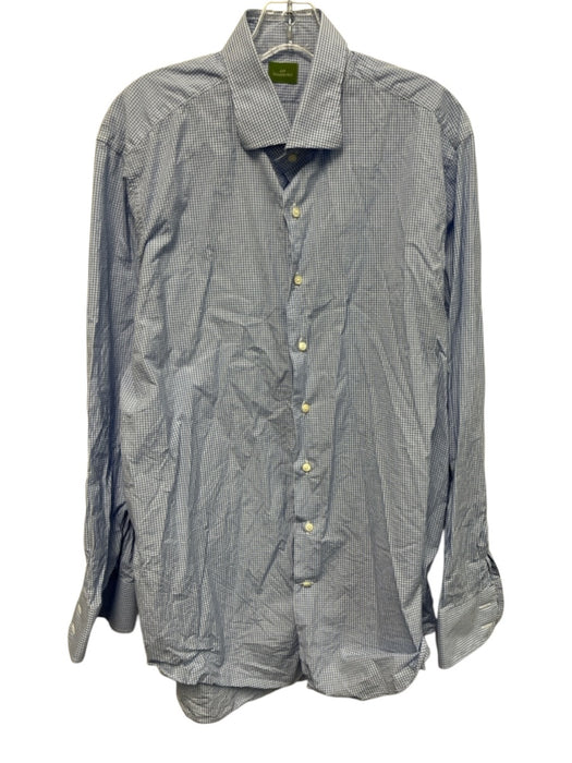 Sid Mashburn Size Est L Light Blue & White Cotton Gingham Long Sleeve Shirt Light Blue & White / Est L