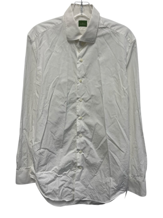 Sid Mashburn Size Est L White Cotton Solid Button Up Men's Long Sleeve Shirt White / Est L