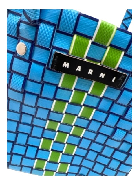 Marni Blue & Green Synthetic Basket Weave Top Handle Bag Blue & Green / S