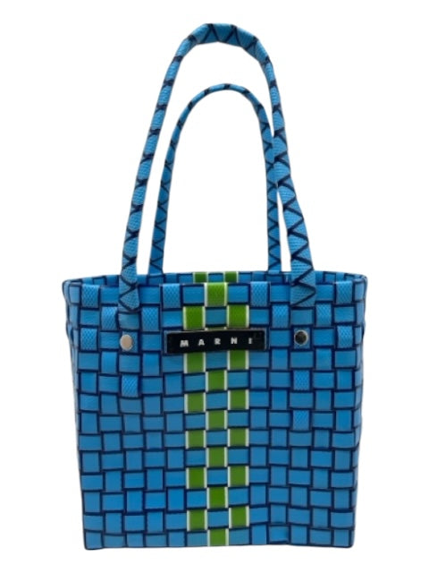 Marni Blue & Green Synthetic Basket Weave Top Handle Bag Blue & Green / S
