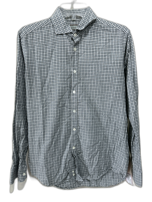 Canali Size M Blue & Brown Cotton Plaid Button Up Men's Long Sleeve Shirt Blue & Brown / M