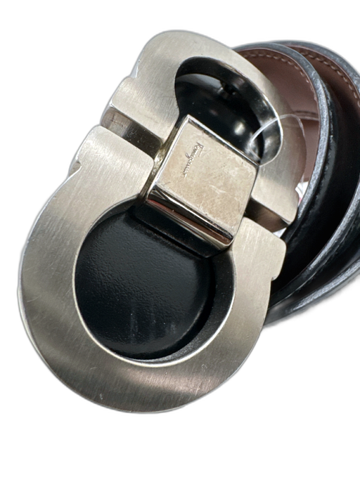 Ferragamo Black Leather Solid Reversible Men's Belt Black