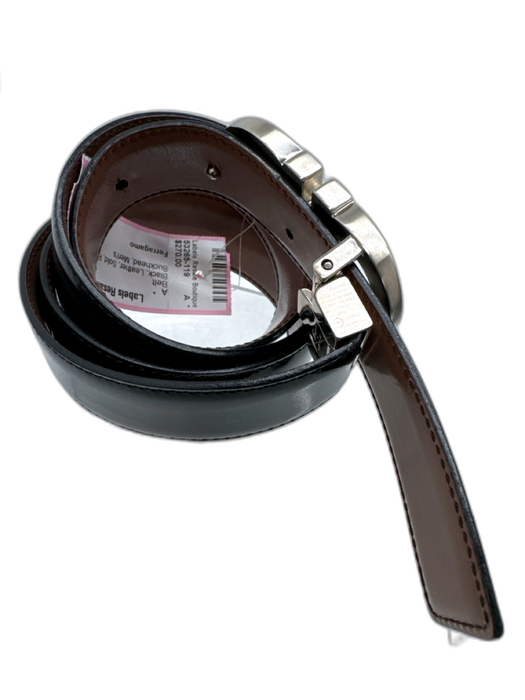 Ferragamo Black Leather Solid Reversible Men's Belt Black