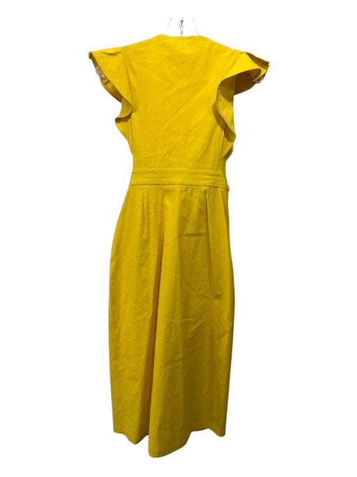 A.L.C. Size 0 Banana Yellow Linen & Viscose Ruffle Cap Sleeve Solid pocket Dress Banana Yellow / 0