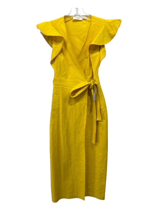 A.L.C. Size 0 Banana Yellow Linen & Viscose Ruffle Cap Sleeve Solid pocket Dress Banana Yellow / 0