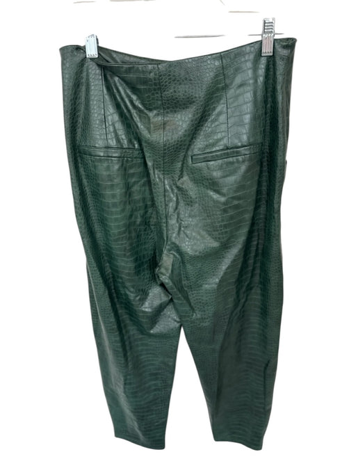 Veronica Beard Size 8 Dark Green Vegan Leather Snake Embossed Zip Close Pants Dark Green / 8