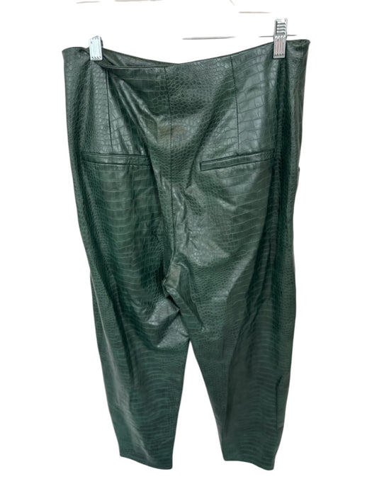 Veronica Beard Size 8 Dark Green Vegan Leather Snake Embossed Zip Close Pants Dark Green / 8