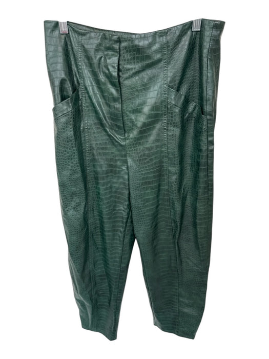 Veronica Beard Size 8 Dark Green Vegan Leather Snake Embossed Zip Close Pants Dark Green / 8