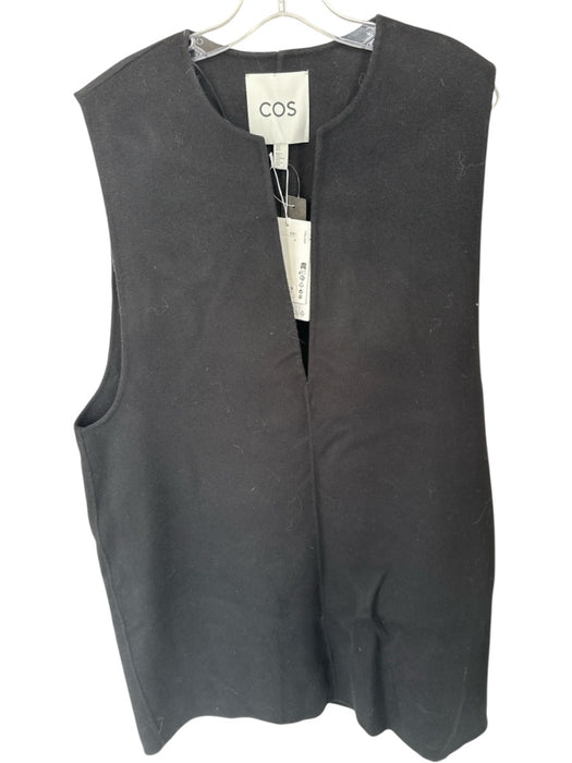 COS Size 14 Black Wool Blend V Neck Midi Sleeveless Shift Dress Black / 14