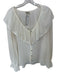 Show Me Your Mumu Size M White Polyester Sheer Ruffles Button Lace Detail Top White / M