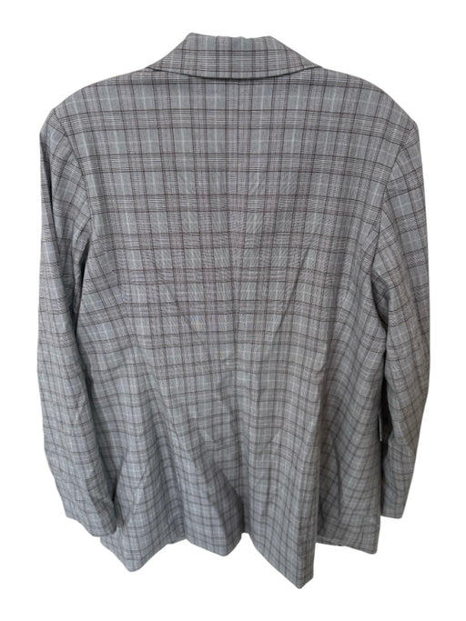 Nordstrom Size L Grey Plaid Long Sleeve One Button Long Jacket Grey / L