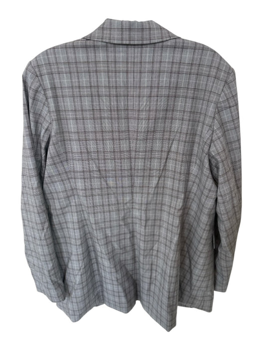 Nordstrom Size L Grey Plaid Long Sleeve One Button Long Jacket Grey / L