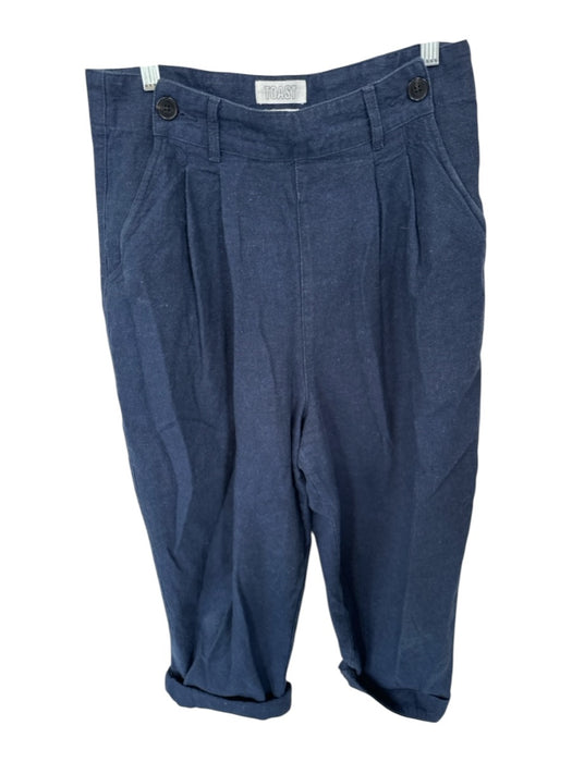 Toast Size Est 4 Navy Cropped Front & Back Pockets Belt Loops Barrel Pants Navy / Est 4