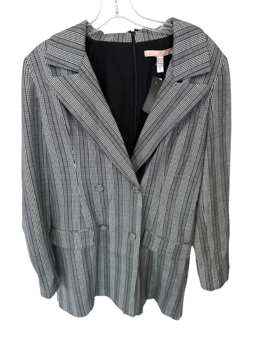 Hutch Size 12 Grey & White Polyester Blend Back Zip Plaid Pocket Detail Romper Grey & White / 12