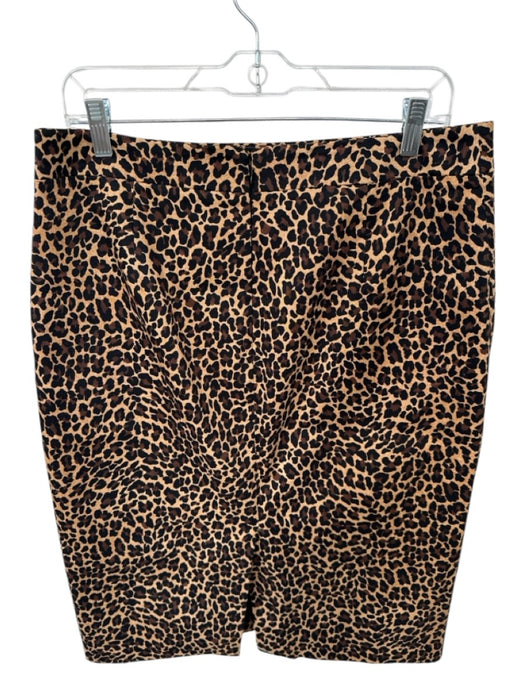 J Crew Size 12 Brown & Black Polyester Back slit Cheetah Print Midi Skirt Brown & Black / 12