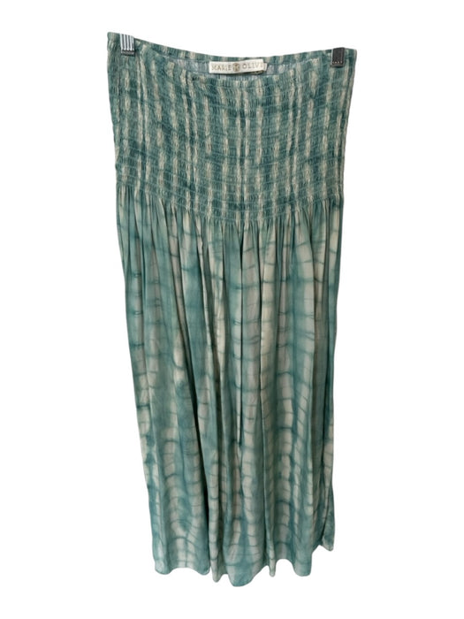 Marie Oliver Size XS Green & White Viscose Tie Dye Scrunch Waist Maxi Skirt Green & White / XS