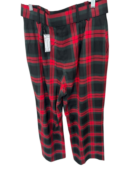 Alex Marie Size 10 Red & green Polyester Blend Plaid Wide Leg Pockets Belt Pants Red & green / 10