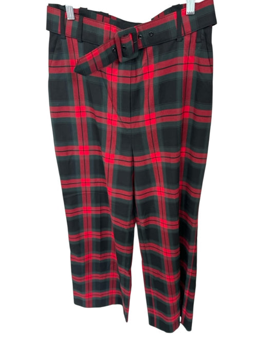 Alex Marie Size 10 Red & green Polyester Blend Plaid Wide Leg Pockets Belt Pants Red & green / 10