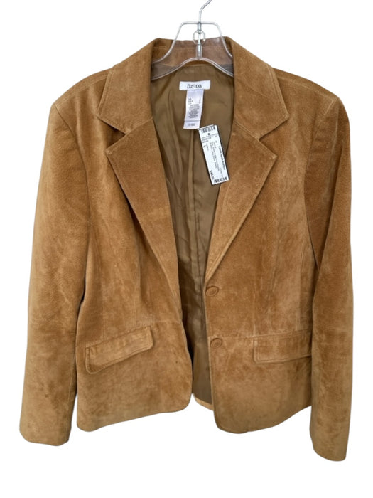 Liz&co. Size L Tan Suede Collar Front Pockets Buttons Long Sleeve Jacket Tan / L