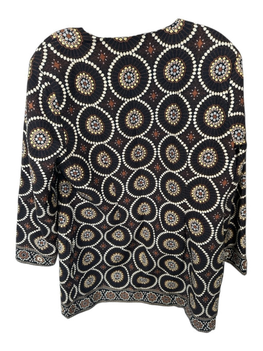 Silkland Size L Black & Brown Silk & Polyester Sequin Detail Long Sleeve Jacket Black & Brown / L