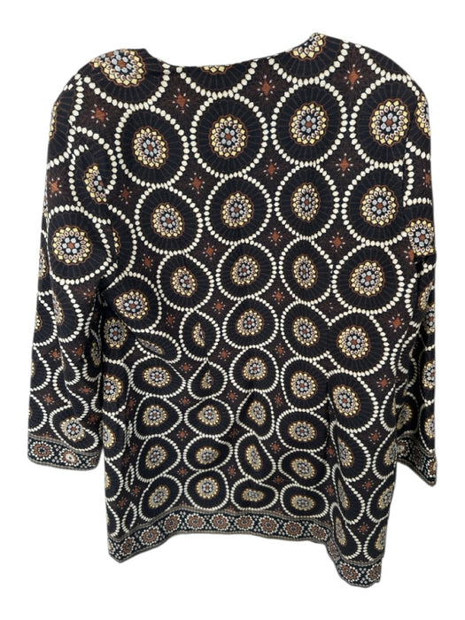 Silkland Size L Black & Brown Silk & Polyester Sequin Detail Long Sleeve Jacket Black & Brown / L