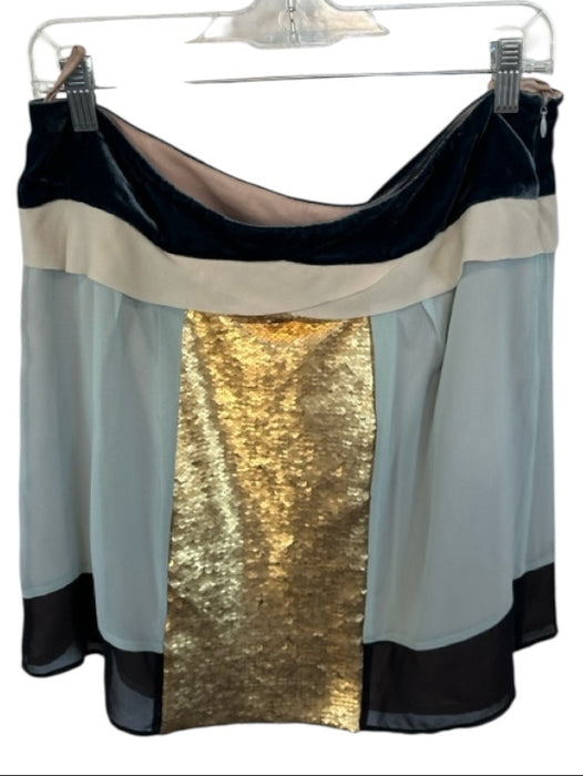 Hoss Size 10 Sage & Brown Silk Blend Velvet Accent Seqiun Stripe Side Zip Skirt Sage & Brown / 10