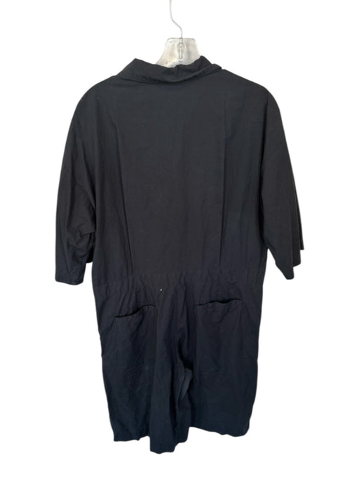 Rachel Comey Size 10 Black Cotton Front Button Pockets Collar Romper Black / 10