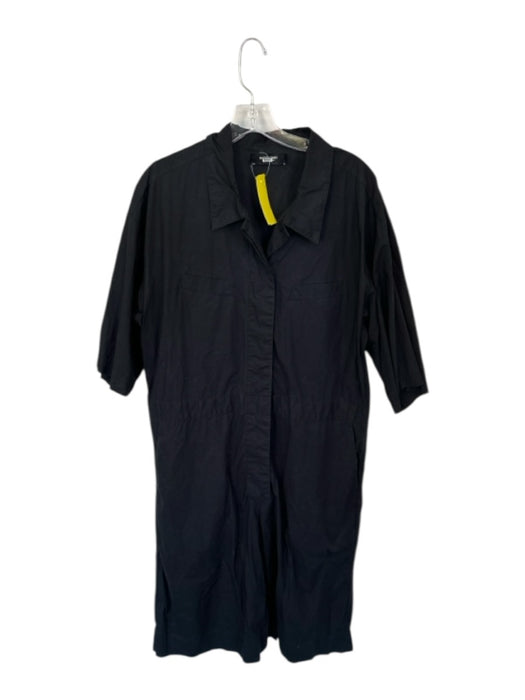 Rachel Comey Size 10 Black Cotton Front Button Pockets Collar Romper Black / 10