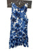 Trina Turk Size M Blue & White Cotton Blend Floral Eyelet Ruffle Hem Mini Dress Blue & White / M