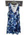 Trina Turk Size M Blue & White Cotton Blend Floral Eyelet Ruffle Hem Mini Dress Blue & White / M