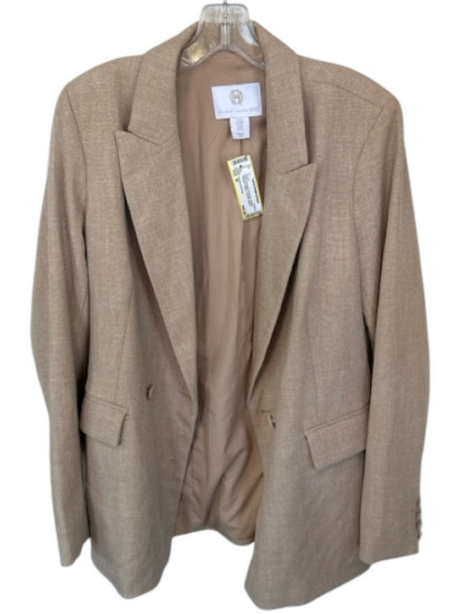 House of Harlow Size M Sand Viscose & Polyester Padded Shoulder Button Blazer Sand / M
