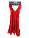 J Crew Size 8 Red Polyester V Neck Ruffles Maxi Dress Red / 8
