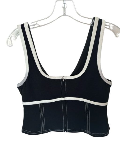 C/Meo Collective Size L Black & White Polyester Sleeveless Piping Cropped Top Black & White / L