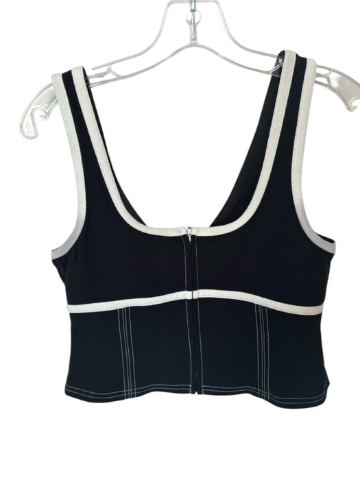C/Meo Collective Size L Black & White Polyester Sleeveless Piping Cropped Top Black & White / L