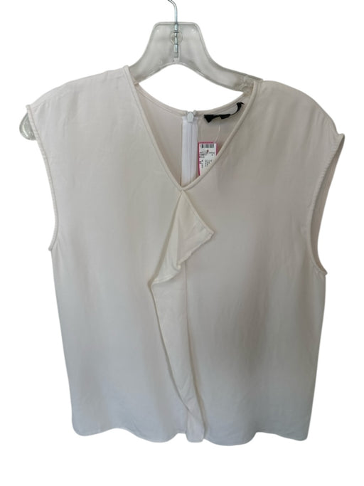St. John Size M Cream Silk Cap Sleeve Back Zip Top Cream / M